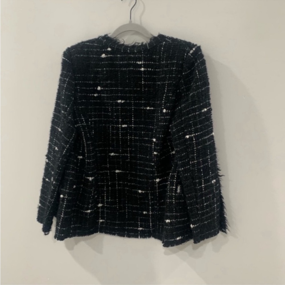 ✅ IRO Tweed Jacket Espo Boucle Tweed Fray in Black White - Picture 5 of 7